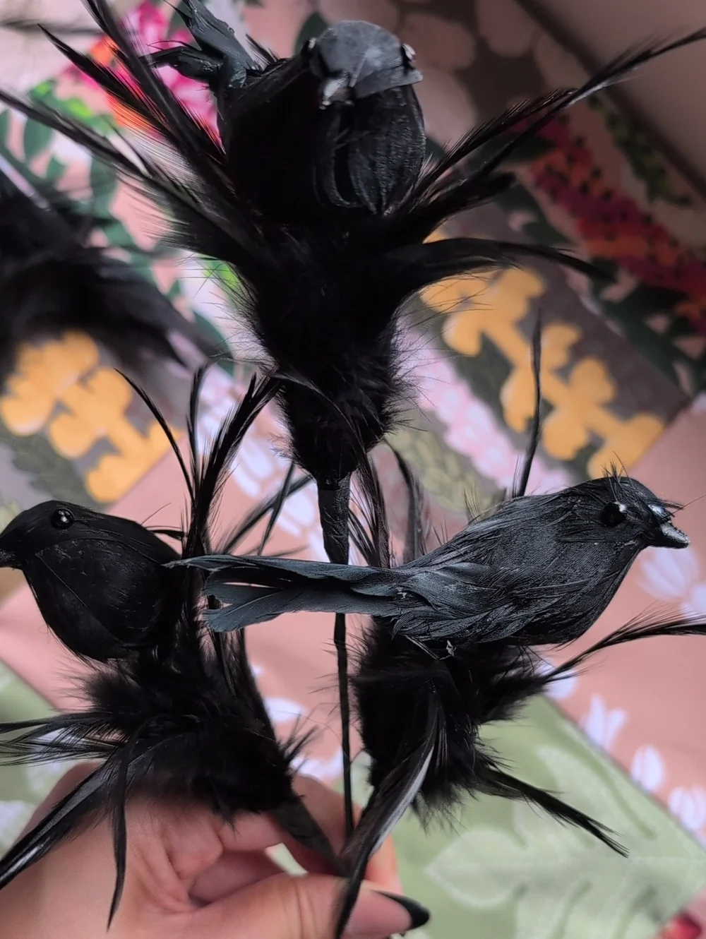 Decorative Black Feather Bird Picks - Pack of Floral Accents